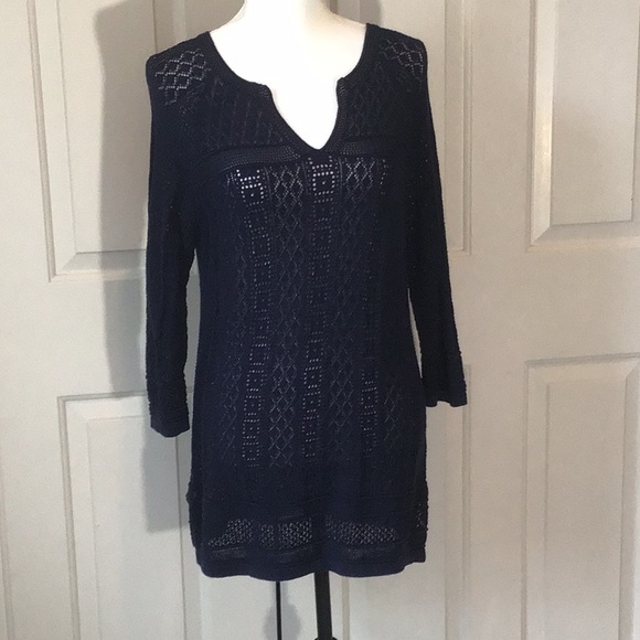 Chico's Sweaters - CHICOS Navy blue pointelle sweater NWOT